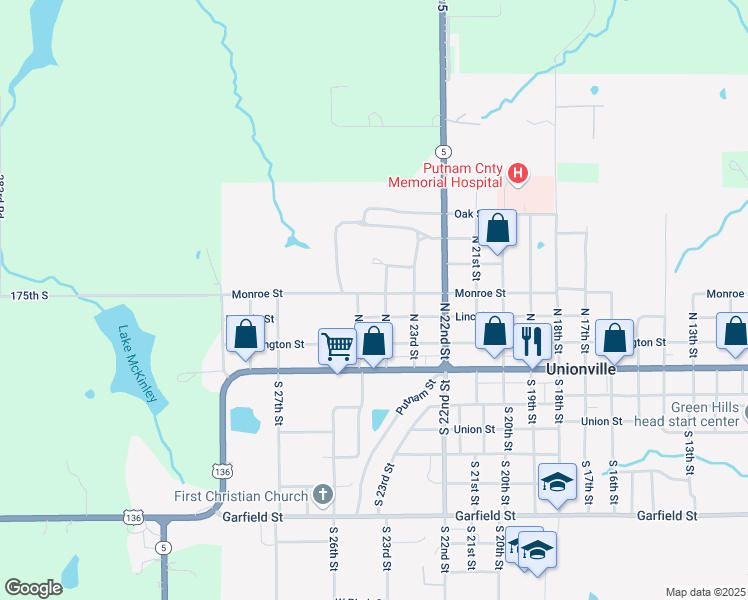 map of restaurants, bars, coffee shops, grocery stores, and more near 321 North 24th Street in Unionville