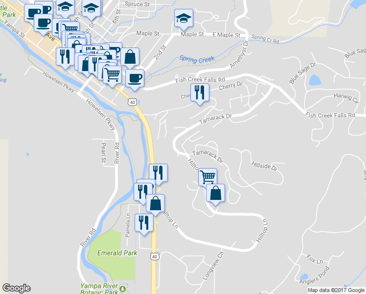 map of restaurants, bars, coffee shops, grocery stores, and more near 211 Willett Heights Trail in Steamboat Springs