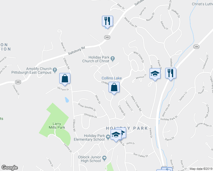 map of restaurants, bars, coffee shops, grocery stores, and more near 2248 Chapparal Drive in Pittsburgh