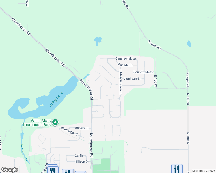 map of restaurants, bars, coffee shops, grocery stores, and more near 4325 McClellan Lane in West Lafayette
