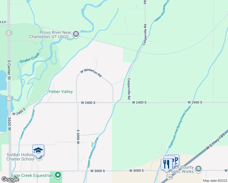 map of restaurants, bars, coffee shops, grocery stores, and more near 2736 Winterton Circle Road in Heber City