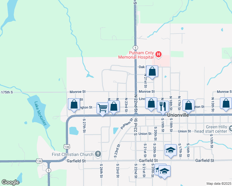 map of restaurants, bars, coffee shops, grocery stores, and more near 321 North 24th Street in Unionville