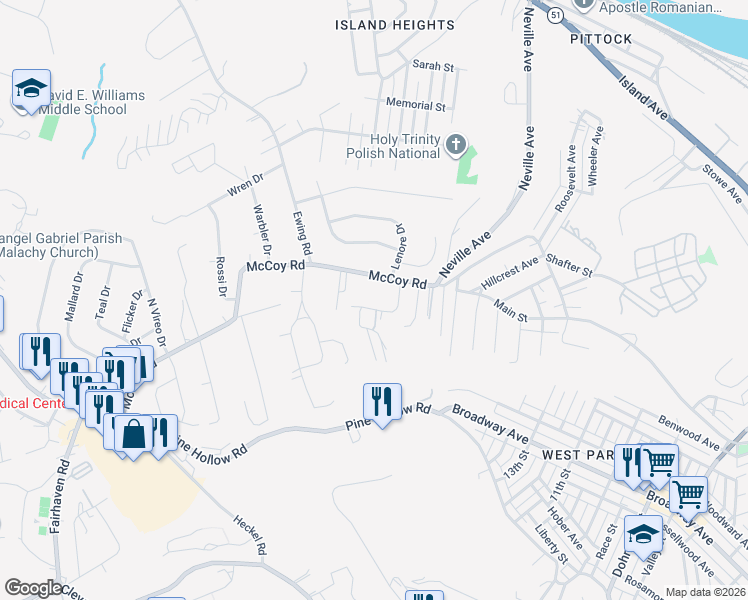 map of restaurants, bars, coffee shops, grocery stores, and more near 926 Al Smith Dr in McKees Rocks