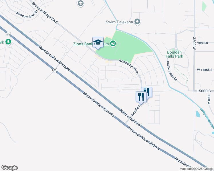 map of restaurants, bars, coffee shops, grocery stores, and more near 3761 West Pure Nirvana Lane in Herriman