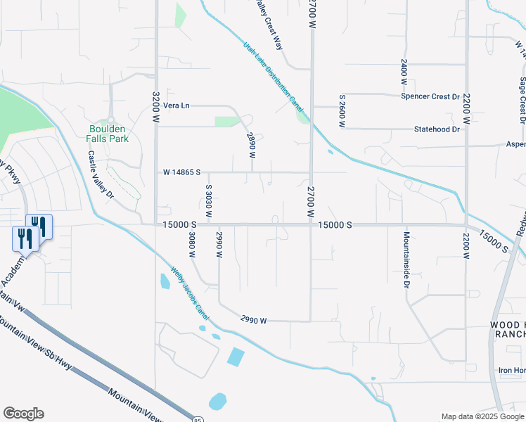 map of restaurants, bars, coffee shops, grocery stores, and more near 2856 West 15000 South in Riverton