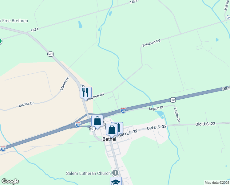 map of restaurants, bars, coffee shops, grocery stores, and more near 1910 Schubert Road in Bethel