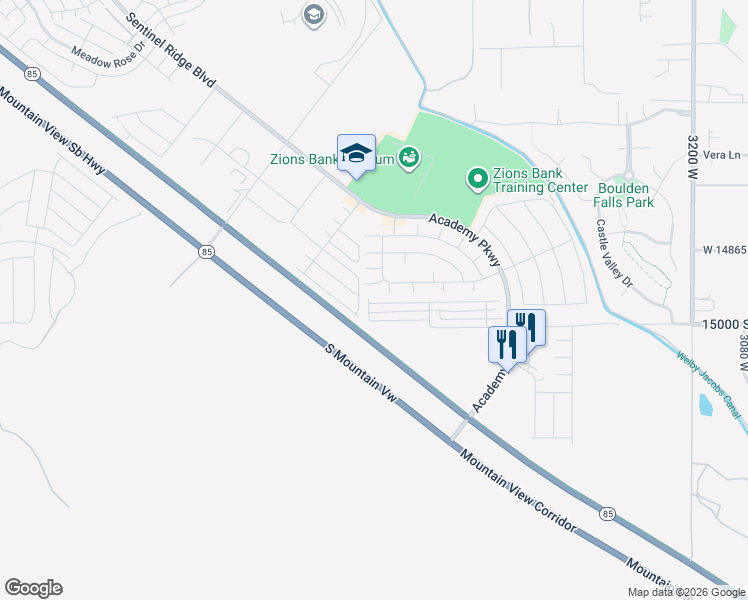 map of restaurants, bars, coffee shops, grocery stores, and more near 3792 West Pure Nirvana Lane in Herriman