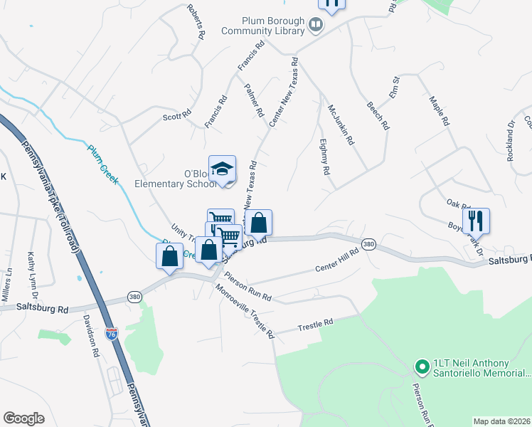 map of restaurants, bars, coffee shops, grocery stores, and more near 7943 Saltsburg Road in Pittsburgh