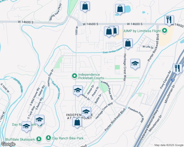 map of restaurants, bars, coffee shops, grocery stores, and more near 915 West Mckenna Road in Bluffdale