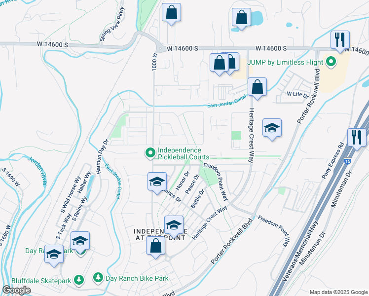 map of restaurants, bars, coffee shops, grocery stores, and more near 915 West Mckenna Road in Bluffdale