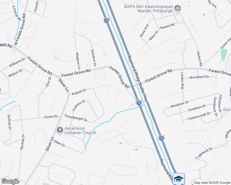 map of restaurants, bars, coffee shops, grocery stores, and more near 222 August Drive in Coraopolis
