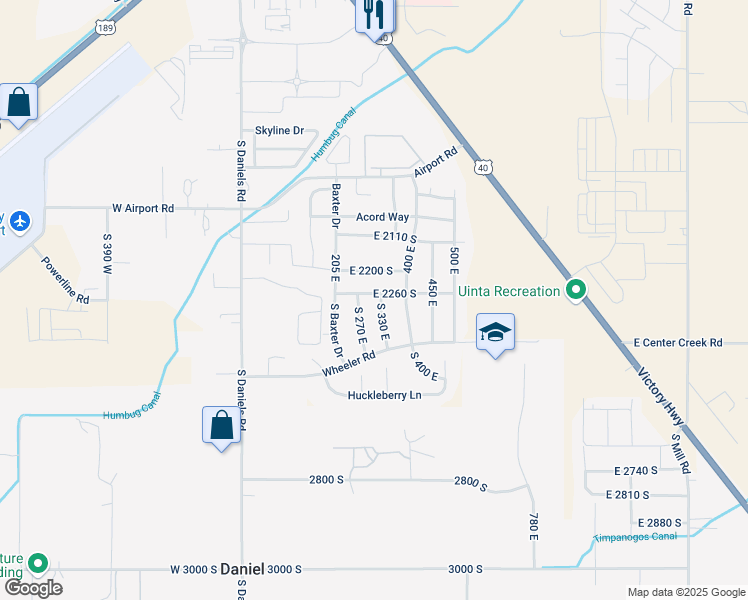 map of restaurants, bars, coffee shops, grocery stores, and more near 2280 South 330 East in Heber City