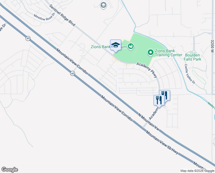 map of restaurants, bars, coffee shops, grocery stores, and more near 14962 South Lost Miner Lane in Herriman