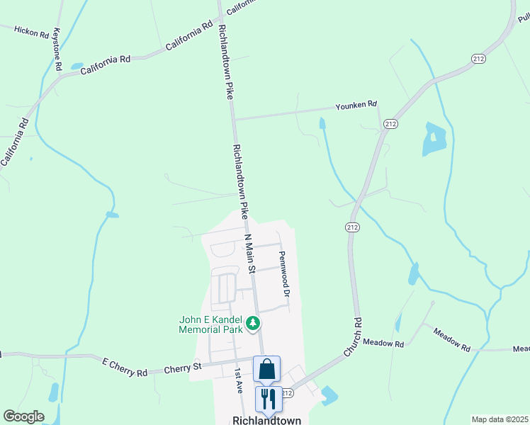 map of restaurants, bars, coffee shops, grocery stores, and more near 1140 Richlandtown Pike in Richlandtown