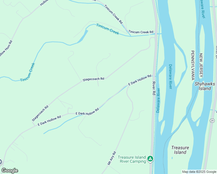 map of restaurants, bars, coffee shops, grocery stores, and more near 53 Stagecoach Road in Bucks County