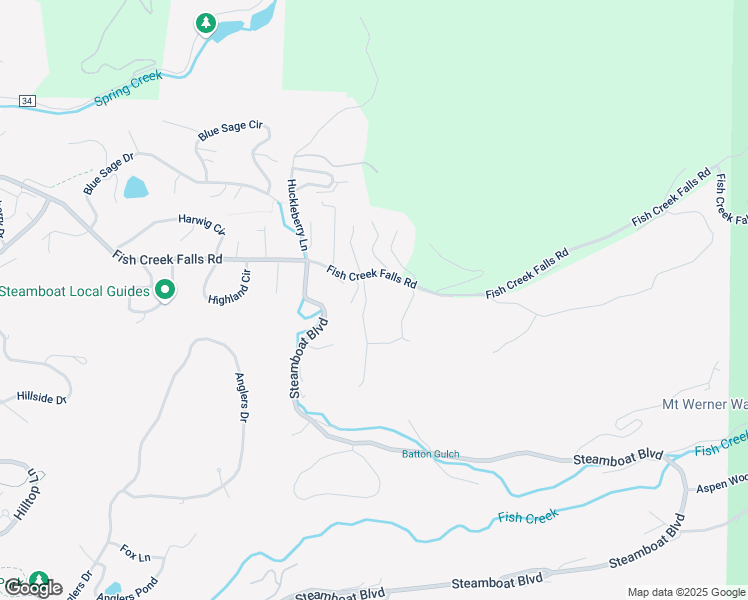 map of restaurants, bars, coffee shops, grocery stores, and more near 1975 Fish Creek Falls Road in Steamboat Springs