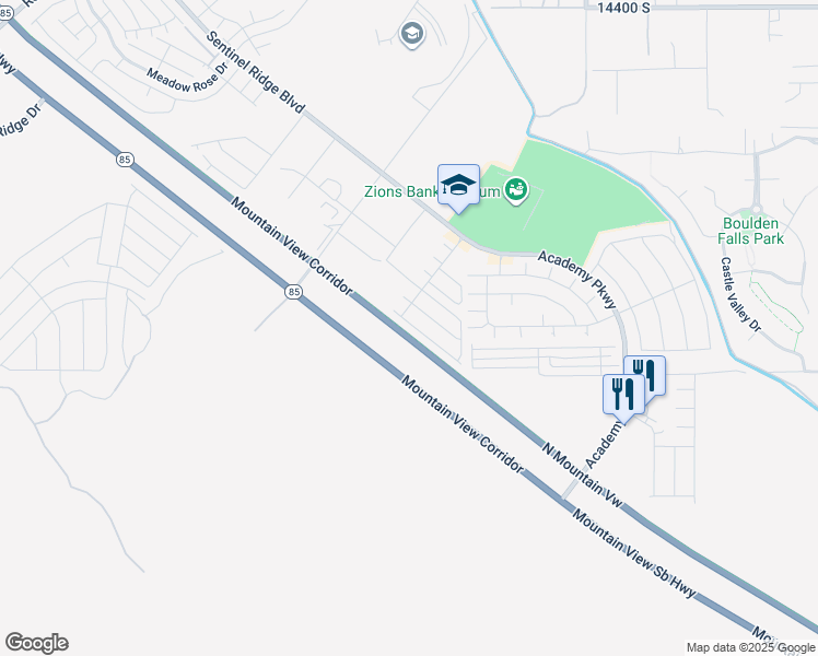 map of restaurants, bars, coffee shops, grocery stores, and more near 14922 South Lost Miner Lane in Herriman