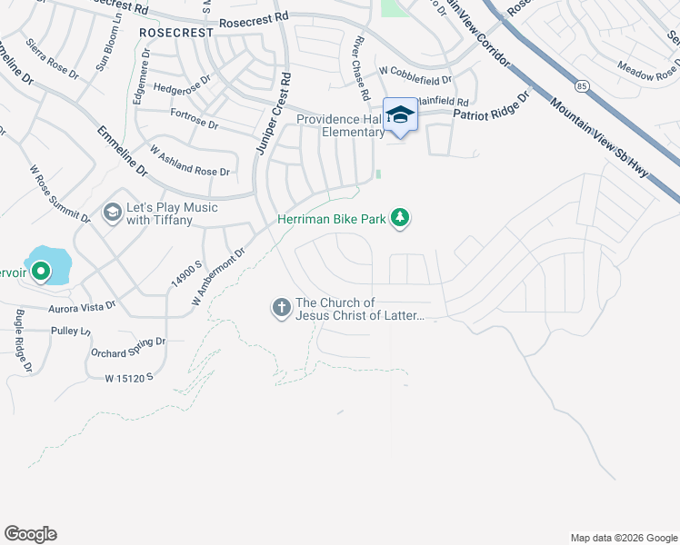 map of restaurants, bars, coffee shops, grocery stores, and more near 4867 West Lower Bend Drive in Herriman