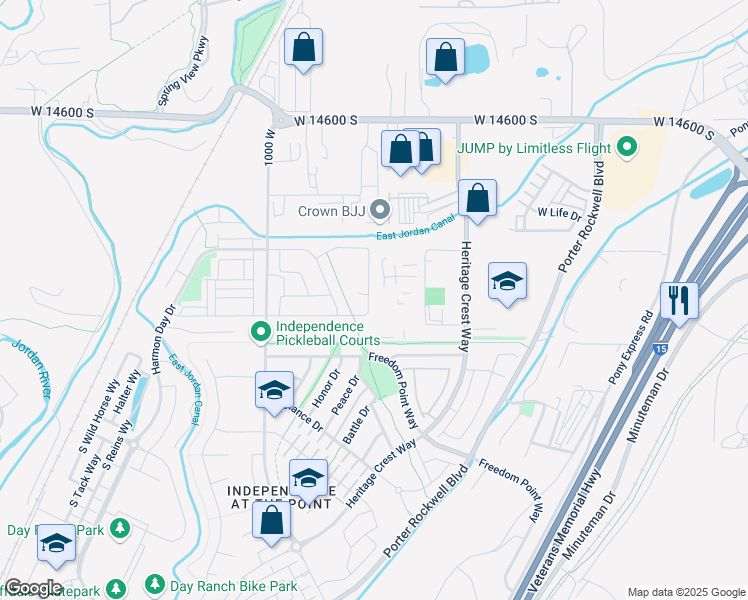 map of restaurants, bars, coffee shops, grocery stores, and more near 14923 South McKenna Road in Bluffdale