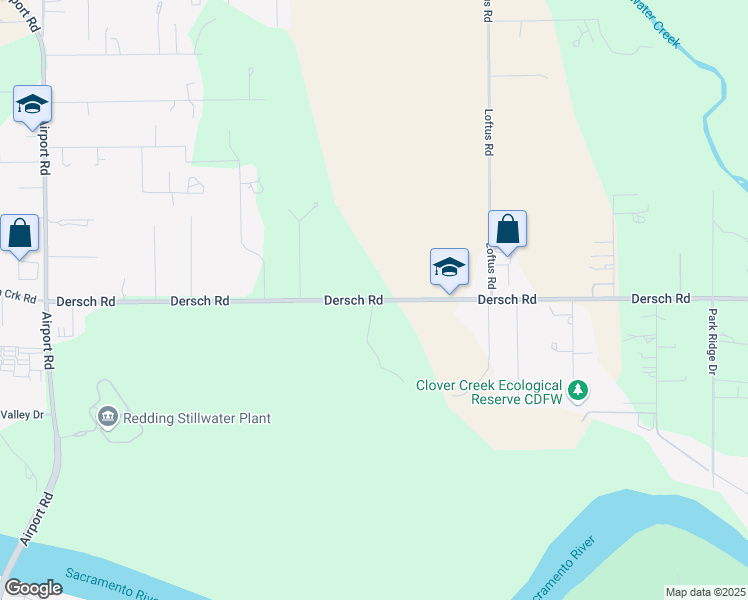 map of restaurants, bars, coffee shops, grocery stores, and more near 20874 Dersch Road in Redding