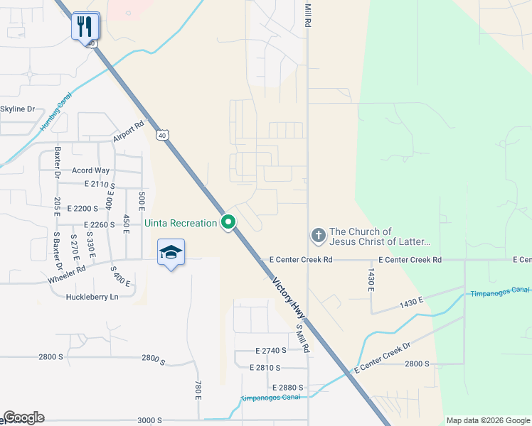 map of restaurants, bars, coffee shops, grocery stores, and more near 1035 East 2220 South in Heber City