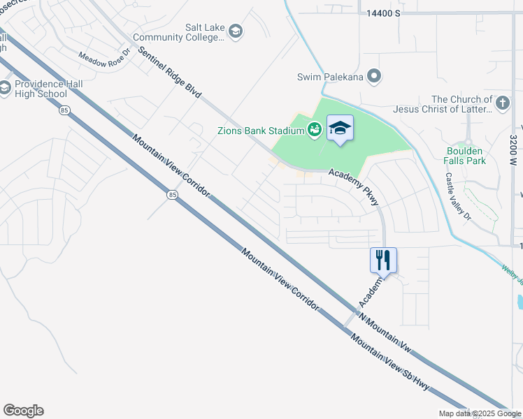 map of restaurants, bars, coffee shops, grocery stores, and more near 14898 Sliding Rock Way in Herriman