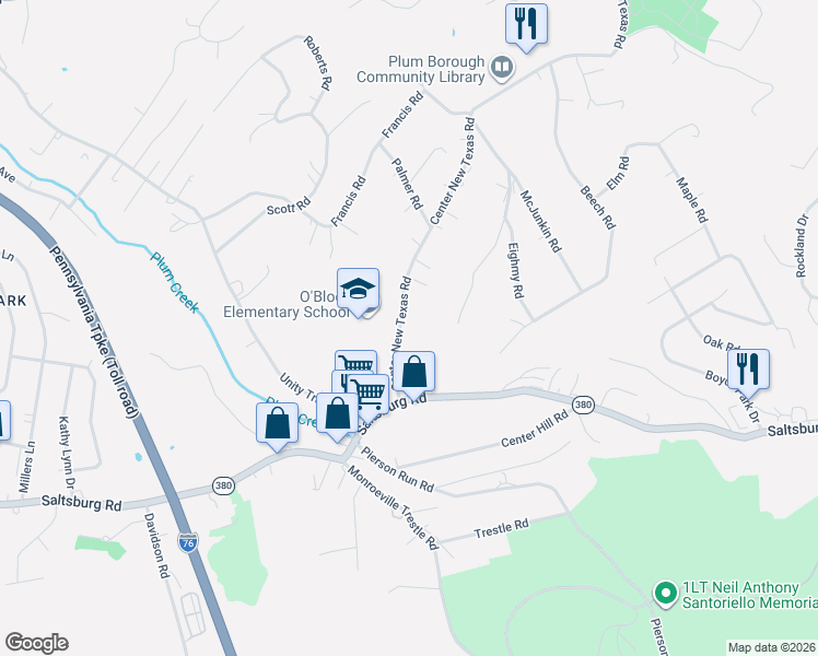 map of restaurants, bars, coffee shops, grocery stores, and more near 210 Center New Texas Road in Pittsburgh