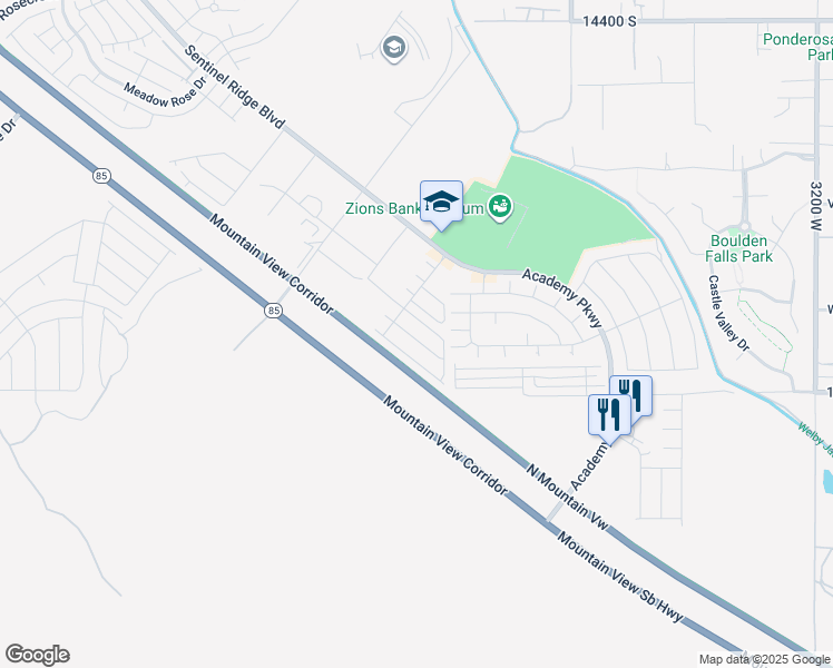 map of restaurants, bars, coffee shops, grocery stores, and more near 14898 Sliding Rock Way in Herriman