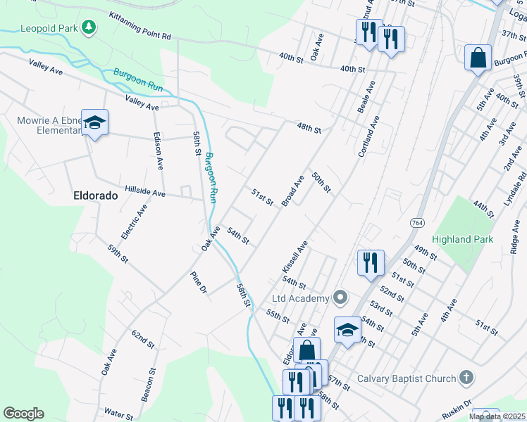 map of restaurants, bars, coffee shops, grocery stores, and more near 5109 West Chestnut Avenue in Altoona