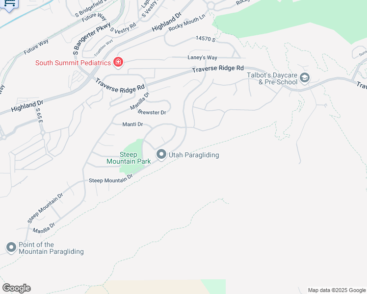 map of restaurants, bars, coffee shops, grocery stores, and more near 14901 Steep Mountain Drive in Draper