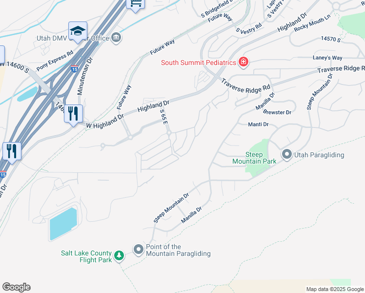 map of restaurants, bars, coffee shops, grocery stores, and more near 110 East in Draper