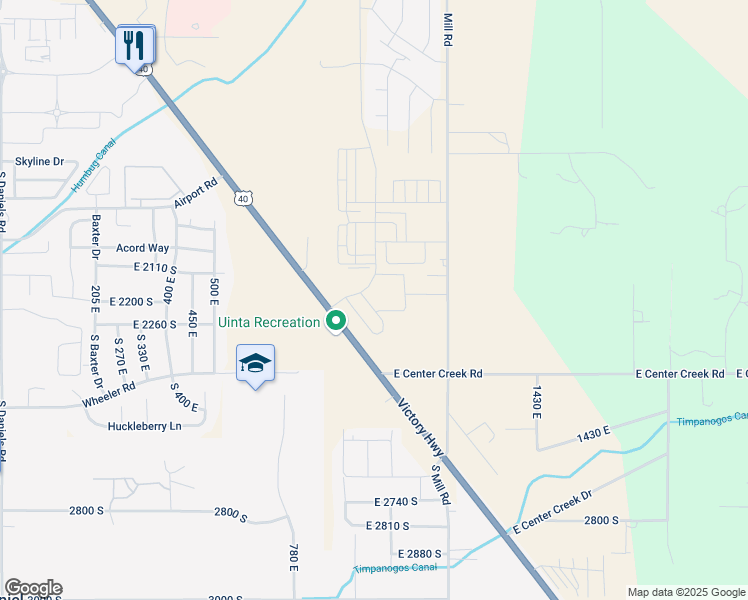 map of restaurants, bars, coffee shops, grocery stores, and more near 2375 U.S. 40 in Heber City