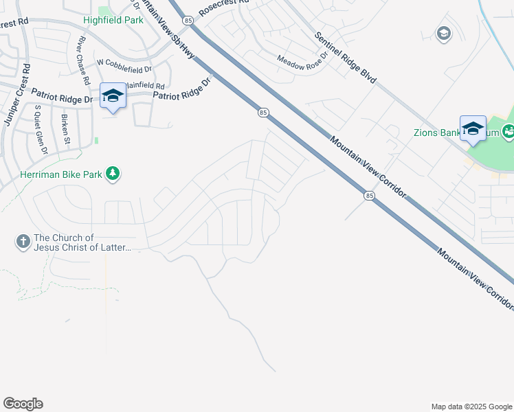 map of restaurants, bars, coffee shops, grocery stores, and more near 14894 South Billings Drive in Herriman