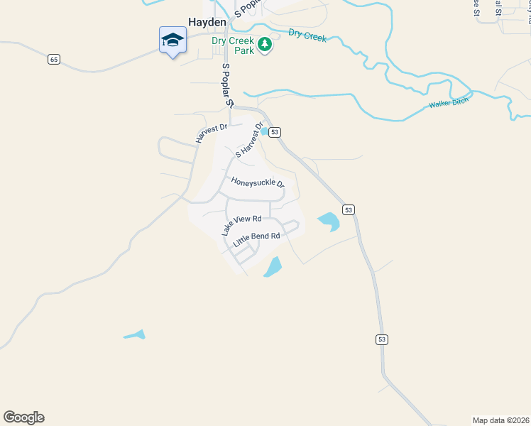 map of restaurants, bars, coffee shops, grocery stores, and more near 346 Lake View Road in Hayden