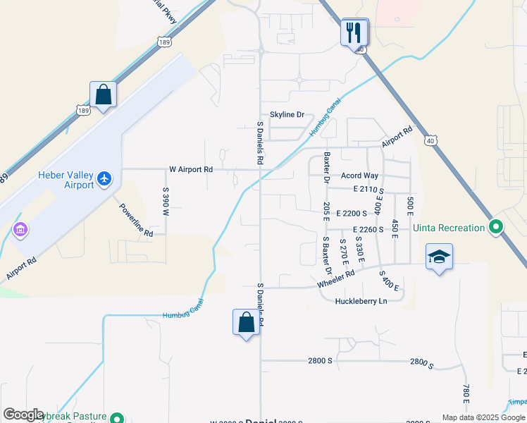 map of restaurants, bars, coffee shops, grocery stores, and more near 2189 South Daniel Road in Daniel