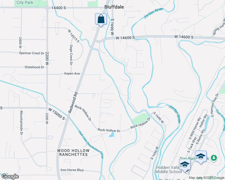 map of restaurants, bars, coffee shops, grocery stores, and more near 14935 South 1800 West in Riverton