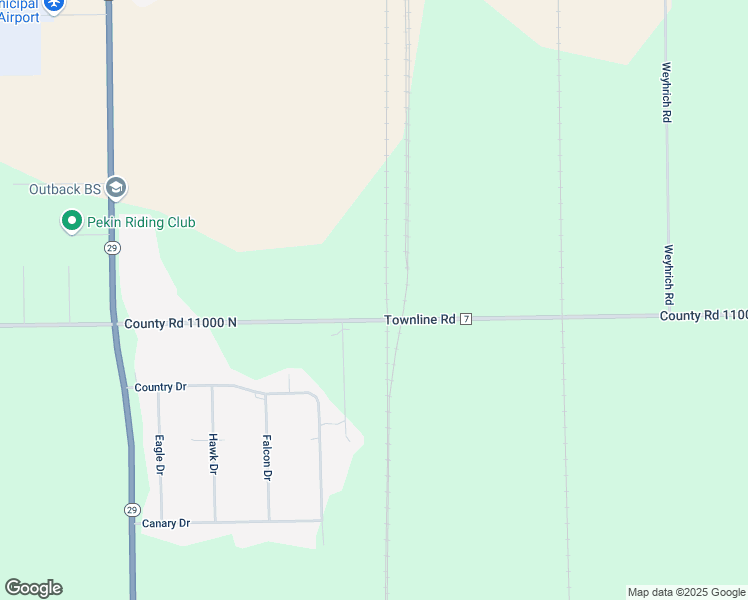 map of restaurants, bars, coffee shops, grocery stores, and more near 14494 County Road 11000 N in Pekin