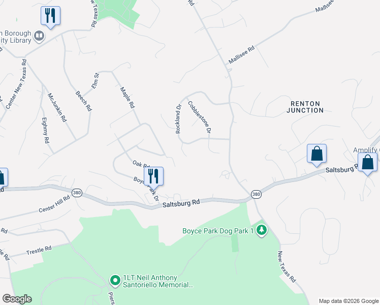 map of restaurants, bars, coffee shops, grocery stores, and more near 507 Sandstone Court in Pittsburgh