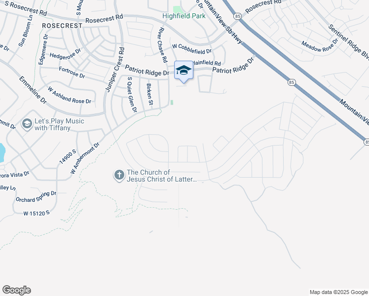 map of restaurants, bars, coffee shops, grocery stores, and more near 14902 Fawley Lane in Herriman