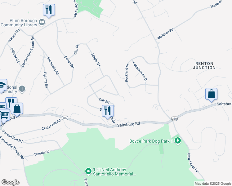 map of restaurants, bars, coffee shops, grocery stores, and more near 22 Koomatuck Drive in Pittsburgh