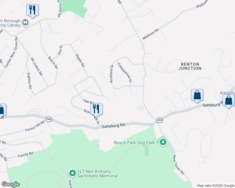 map of restaurants, bars, coffee shops, grocery stores, and more near 507 Sandstone Court in Pittsburgh