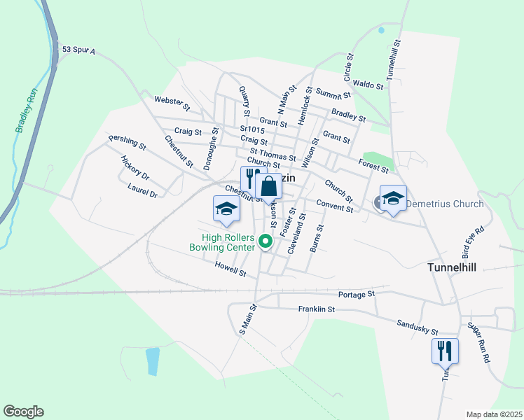 map of restaurants, bars, coffee shops, grocery stores, and more near 314 Locust Street in Gallitzin
