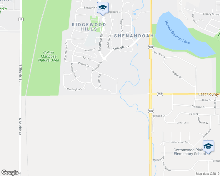 map of restaurants, bars, coffee shops, grocery stores, and more near 7592 Triangle Drive in Fort Collins