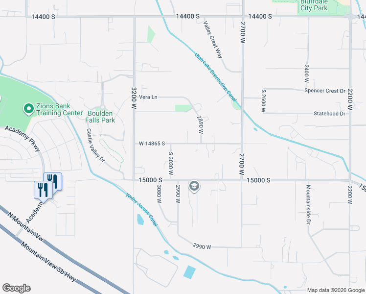 map of restaurants, bars, coffee shops, grocery stores, and more near 2973 West 14865 South in Bluffdale