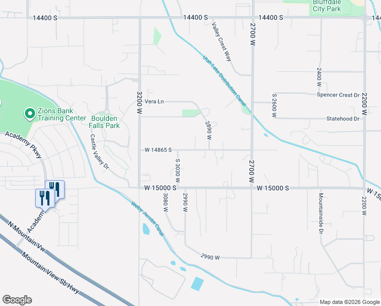 map of restaurants, bars, coffee shops, grocery stores, and more near 2973 West 14865 South in Bluffdale