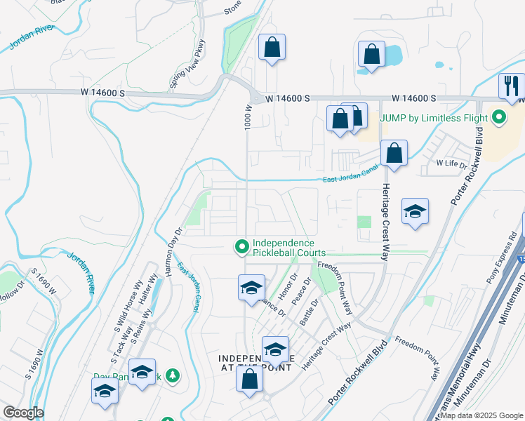 map of restaurants, bars, coffee shops, grocery stores, and more near 977 West Brennan Street in Bluffdale
