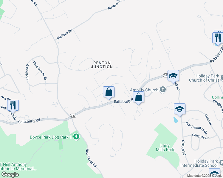 map of restaurants, bars, coffee shops, grocery stores, and more near 9240 Douglas Fir Drive in Pittsburgh