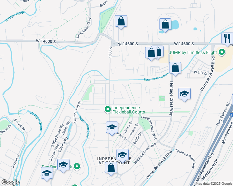 map of restaurants, bars, coffee shops, grocery stores, and more near 977 West Brennan Street in Bluffdale