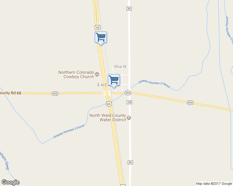 map of restaurants, bars, coffee shops, grocery stores, and more near 18934 Colorado 392 in Greeley