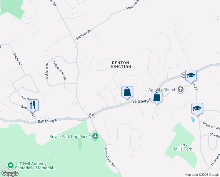 map of restaurants, bars, coffee shops, grocery stores, and more near 112 Firwood Drive in Pittsburgh